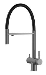 Pure.Sink Elite Acero Flex 3-vías PVD gun metal grifo de cocina con salida flexible y Agua Filtrada PS8110-61