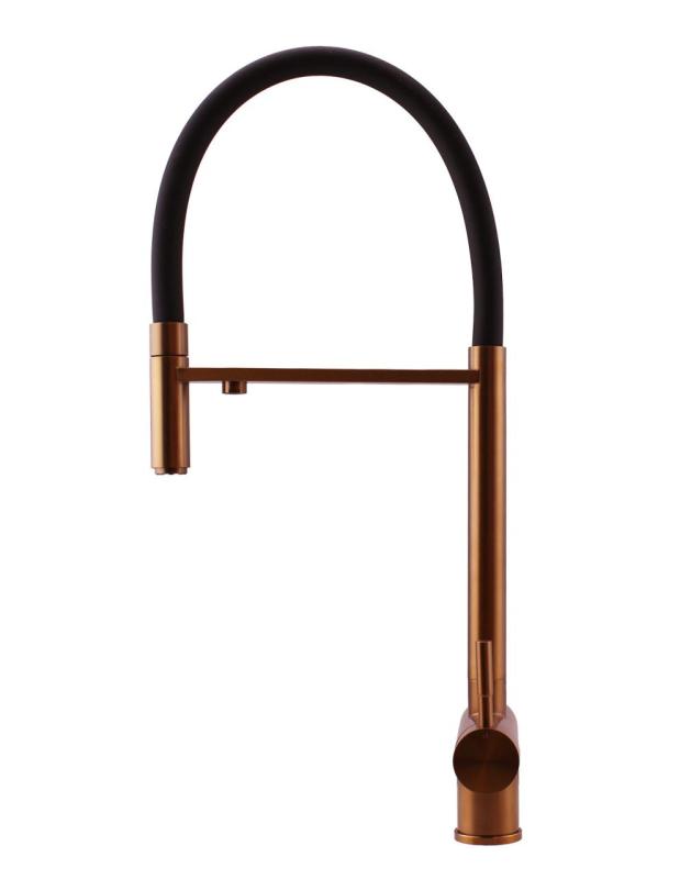 Pure.Sink Elite Steel Flex Grifo de cocina de cobre PVD de 3 vías con salida flexible y agua filtrada PS8110-62