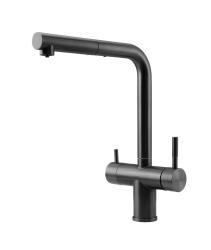 Pure.Sink Elite Steel Clear-S PVD de metal de pistola 3-vías Grifo de cocina con salida retráctil y agua filtrada PS8120-61