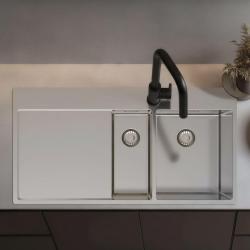 Pure.Sink Exclusivo Fregadero de acero inoxidable de 1,5  con escurridor de 100 x 52 cm Grifo Tapwing a la derecha PEX3418100RT-02