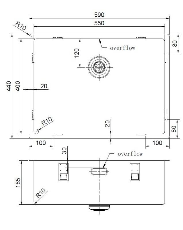 Pure.Sink Exclusivo Fregadero de acero inoxidable 55 x 40 cm, radio de 10 mm, montaje bajo encimera, montaje empotrado y montaje sobre encimera PEX5540-02