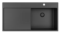 Pure.Sink Exclusivo Fregadero de metal gris con escurridor 100 x 52 cm Grifo Tapwing a la derecha PEX47100RT-61