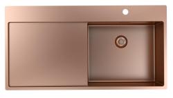 Pure.Sink Exclusivo Fregadero de cobre con escurridor 100 x 52 cm Grifo de palanca a la derecha PEX47100RT-62