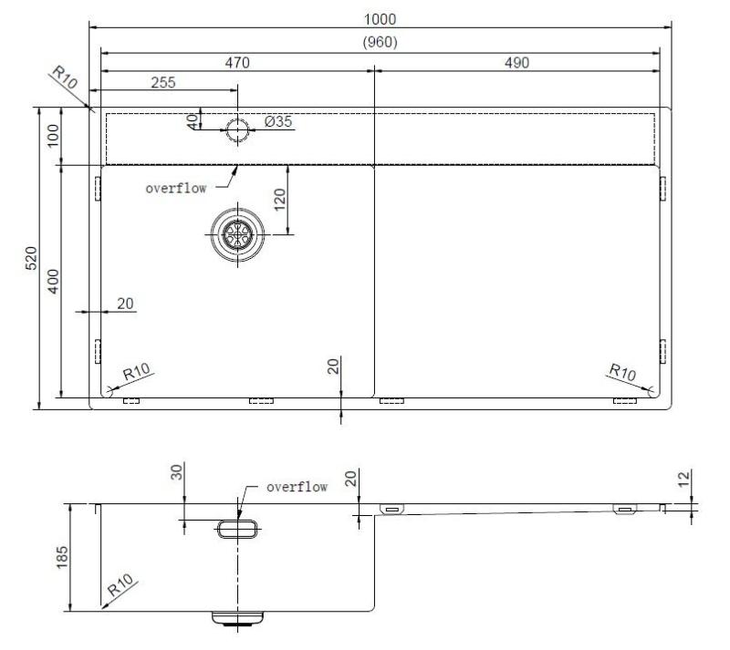 Pure.Sink Exclusivo Fregadero de cobre con escurridor 100 x 52 cm Grifo de palanca a la izquierda PEX47100LT-62