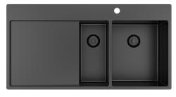 Pure.Sink Exclusivo Fregadero Gun Metal 1,5 con escurridor 100 x 52 cm Grifo Tapwing a la derecha PEX3418100RT-61