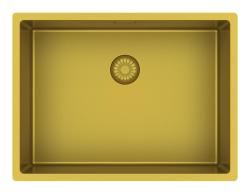 Pure.Sink Exclusivo Fregadero dorado 55 x 40 cm, radio de 10 mm, montaje bajo encimera, montaje empotrado y montaje sobre encimera PEX5540-60