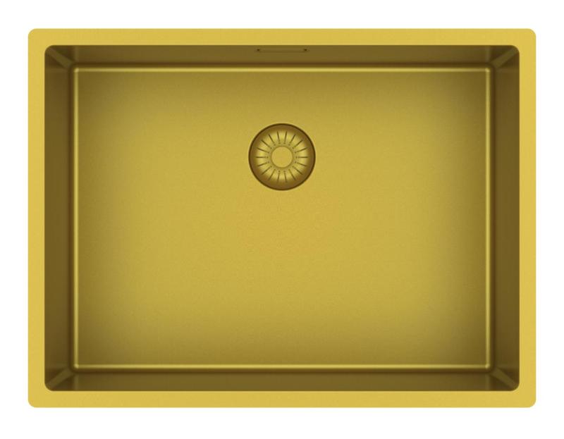Pure.Sink Exclusivo Fregadero dorado 55 x 40 cm, radio de 10 mm, montaje bajo encimera, montaje empotrado y montaje sobre encimera PEX5540-60