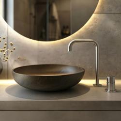 MURO TUA Grifo de lavabo de 2 orificios cromado con caño en ángulo 1208972108