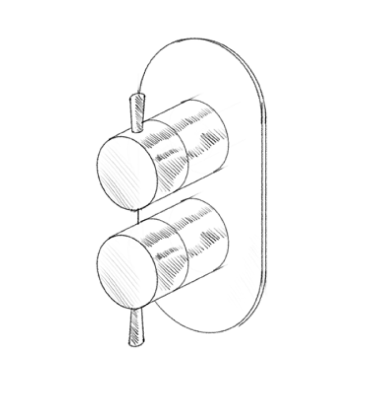 MURO TUA Mezclador empotrado en pared con selector de 3 vías cromado M1.B33.S.CR