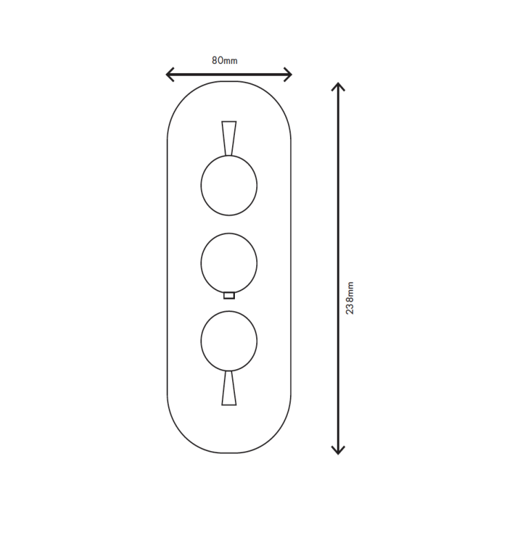 MURO TUA Mezclador empotrado en pared con 2 llaves de paso cromadas M1.B34.S.CR