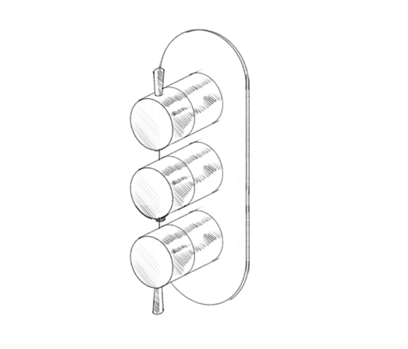 MURO TUA Mezclador empotrado en pared con 2 llaves de paso cromadas M1.B34.S.CR