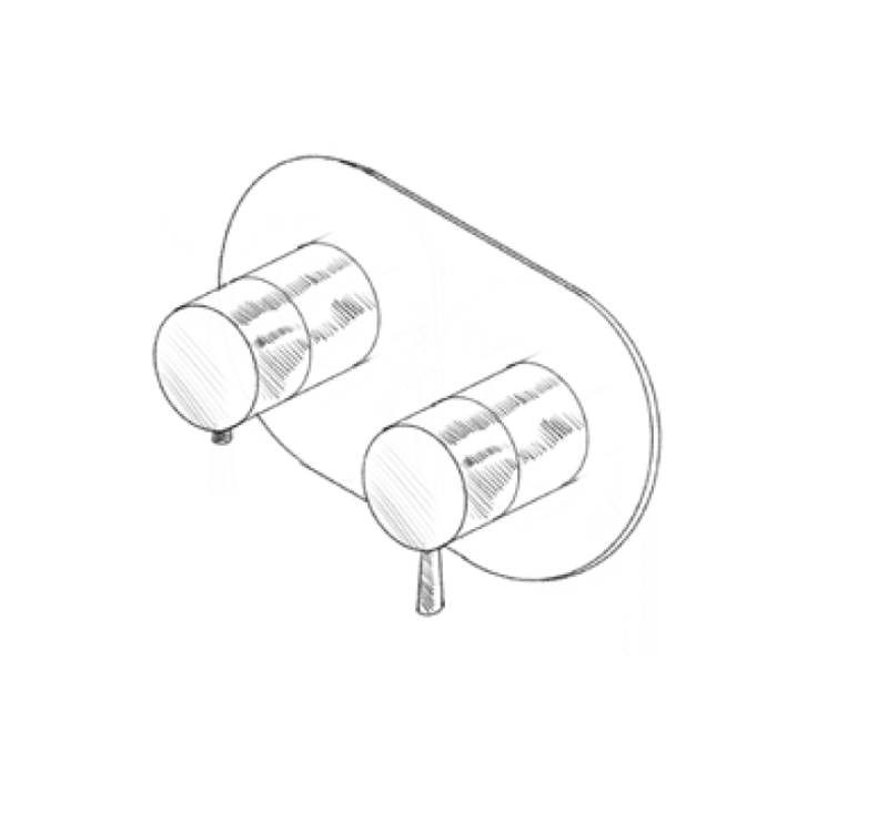 MURO TUA Termostato de ducha empotrado con 3 salidas, cromado M1.B33T.S.CR