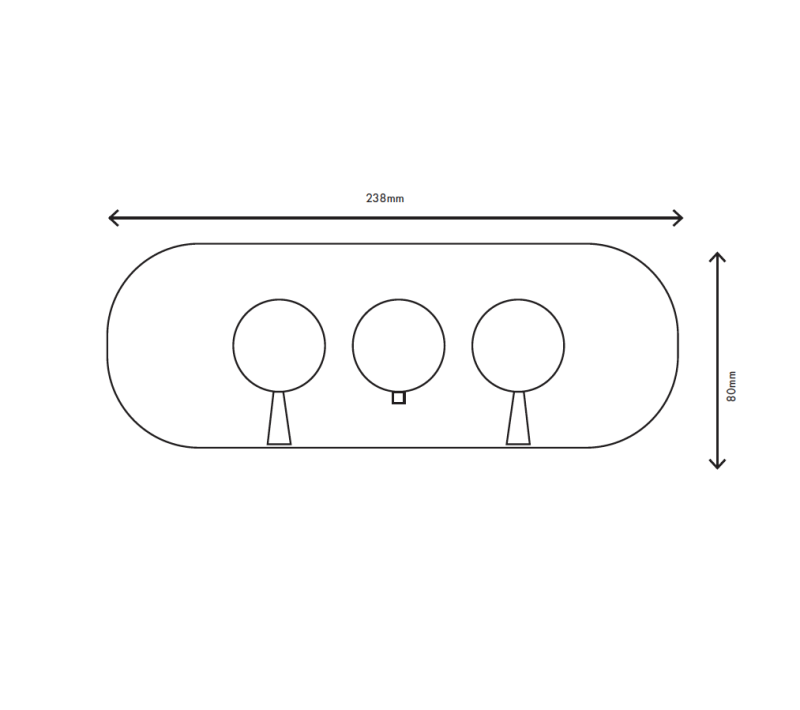 MURO TUA Grifo termostático empotrado para ducha con 2 llaves de paso cromadas M1.B34T.S.CR