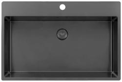 Pure.Sink Exclusivo Gun metal Fregadero grande 75 x 40 cm Grifo con orificio para grifo PEX7540T-61
