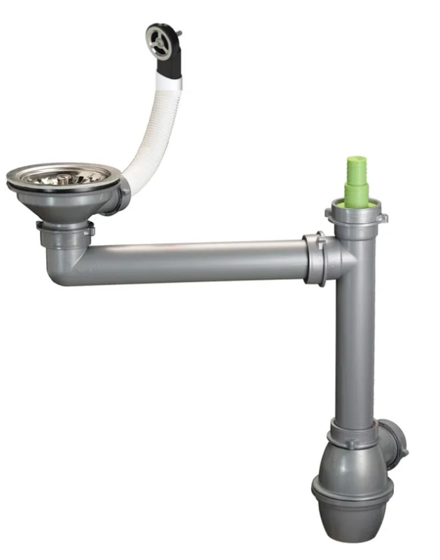 Ausmann Juego de desagüe de acero inoxidable con rebosadero redondo, incl. sifón para fregadero individual 1208972186