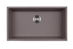 GraniteMy Universal Fregadero grande de granito color topo, 74 x 40 cm, para montaje sobre encimera, bajo encimera y empotrado, con tapón de acero inoxidable 1208972249