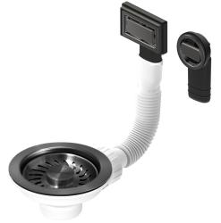 Pure.Sink Universal Juego de tapones para cestas Gun metal, juego de desagües para fregadero con rebosadero redondo y rectangular WSTMAN-61