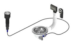 Pure.Sink Universal Juego de desagüe de acero inoxidable que incluye boton de pulsador con tapón, además de rebosadero rectangular y redondo WSTAUT-02