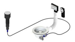 Pure.Sink Universal Juego de desagüe blanco mate que incluye desagüe con pulsador y tapón, además de rebosadero rectangular y redondo WSTAUT-32