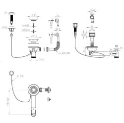 Pure.Sink Universal Juego de desagüe dorado que incluye desagüe con pulsador y tapón, además de rebosadero rectangular y redondo WSTAUT-60