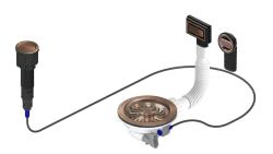 Pure.Sink Universal Juego de desagüe de cobre que incluye desagüe con pulsador y tapón, además de rebosadero rectangular y redondo WSTAUT-62