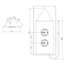 Indux Corner Columna de energía con 2 enchufes con toma de tierra Esquina Gun metal 1208972286