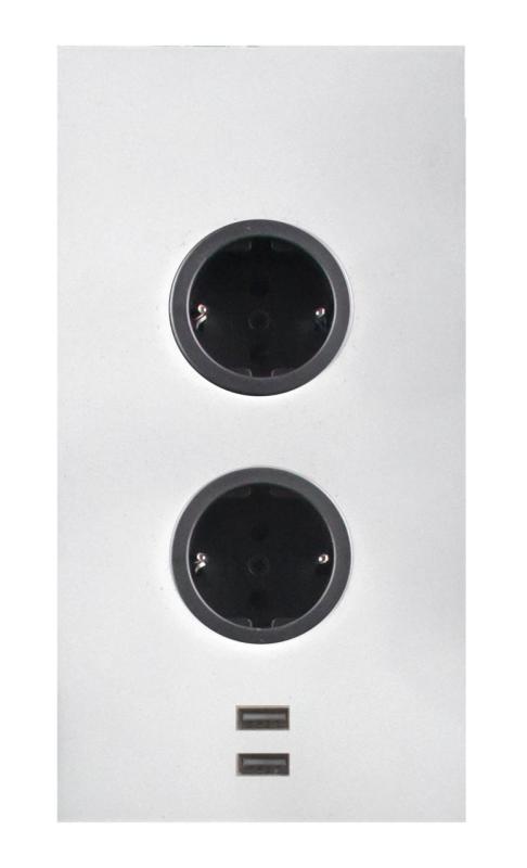 Indux Corner Columna de energía con 2 enchufes con toma de tierra y 2 cargadores USB. Blanco. 1208972298.