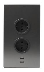 Indux Corner Columna de energía con 2 enchufes con toma de tierra y 2 cargadores USB Gun metal 1208972299