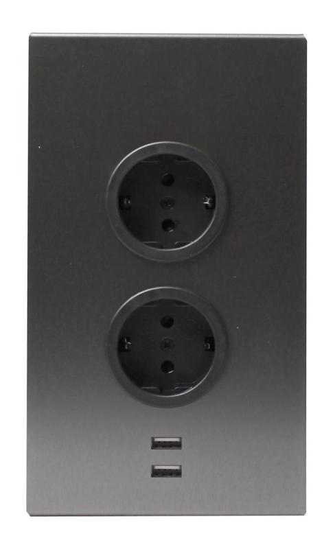 Indux Corner Columna de energía con 2 enchufes con toma de tierra y 2 cargadores USB Gun metal 1208972299
