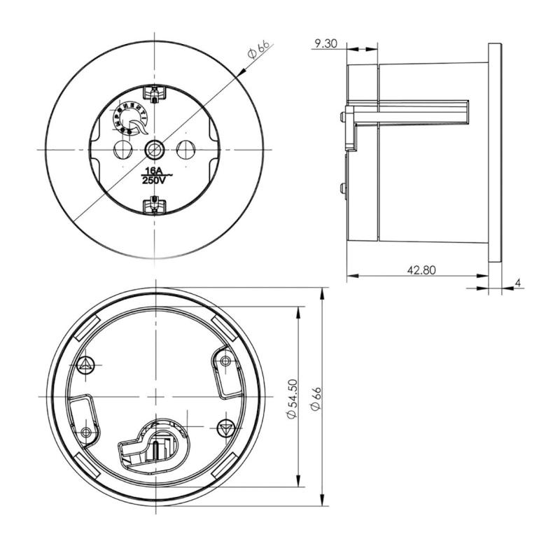 Indux Round Enchufe empotrable con 1 toma de corriente con conexión a tierra, blanco 1208972314