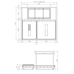 Indux Sort Sistema de residuos doble Control manual para cajones extraíbles 1208972319
