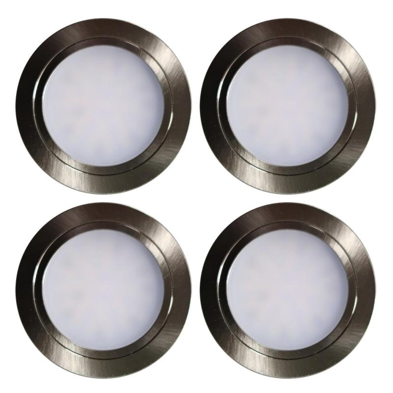 Indux Luma Juego de 4 focos LED Multi Tone para cocina empotrada, aspecto acero inoxidable 1208972402