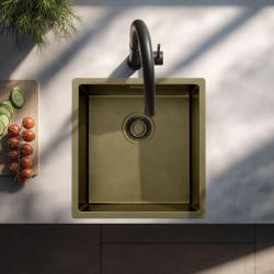 Pure.Sink Luxion PVD Antique Fregadero de bronce 36 x 40 cm para encastrar, empotrar y montar en superficie  con rejilla inferior PLX3640-64