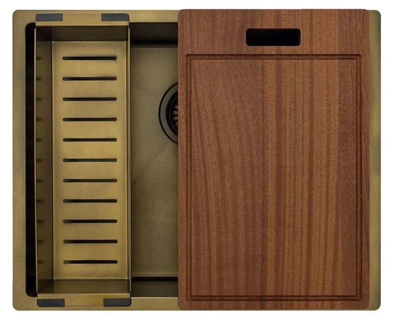 Pure.Sink Luxion PVD Antique Fregadero de bronce 50 x 40 cm para encastrar, empotrar y montar con rejilla inferior PLX5040-64