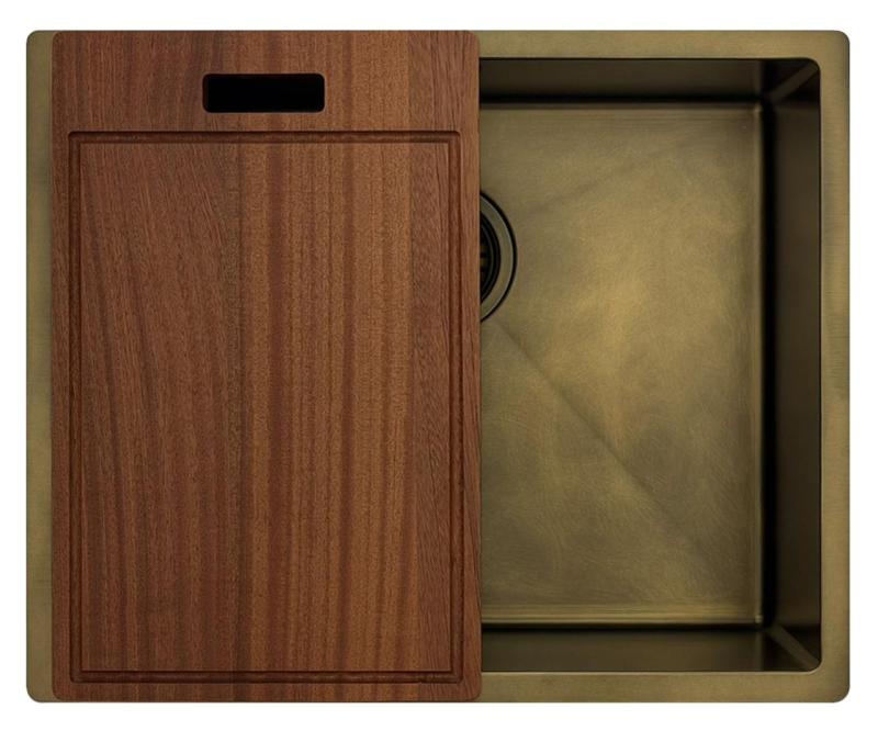 Pure.Sink Luxion PVD Antique Fregadero de bronce 50 x 40 cm para encastrar, empotrar y montar con rejilla inferior PLX5040-64