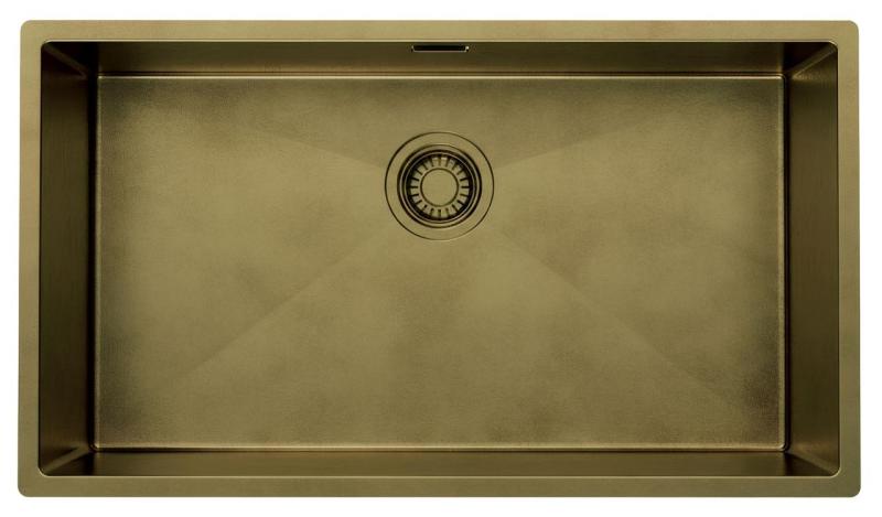 Pure.Sink Luxion Gran fregadero PVD Antique Bronze de 74 x 40 cm para encastrar, empotrar y montar con rejilla inferior PLX7440-64