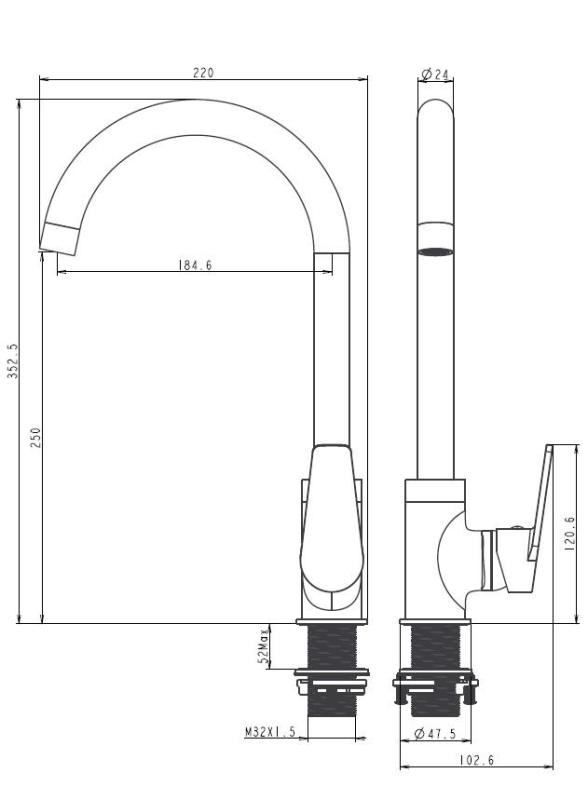 Aquanello Casa Grifo monomando negro para cocina BL-1201-CS