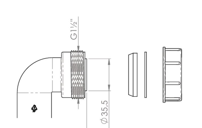 Pure.Sink Kit de codo de sifón británico con tuerca y juntas de 40 mm WSTSUK-32