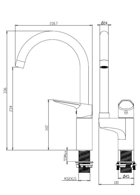 Aquanello Casa Grifo monomando de cocina negro con maneta superior BL-1202-CS