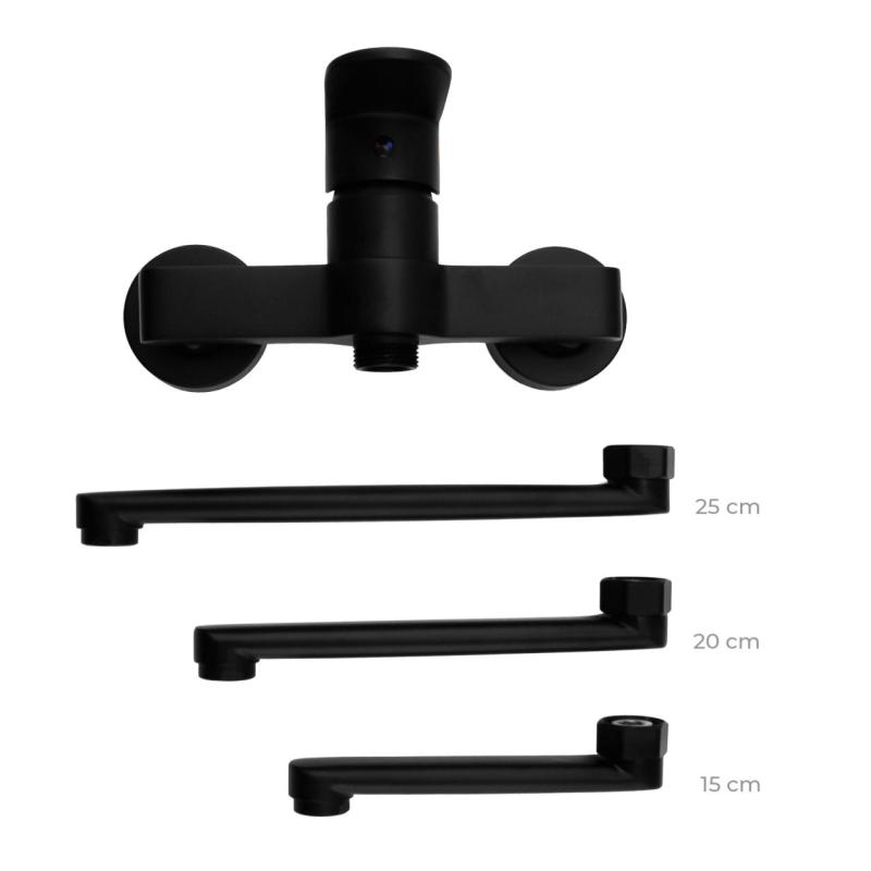 Aquanello Casa Grifo monomando de cocina negro con caño de 15 cm BL-1415-CS