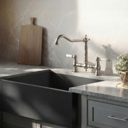 Aquanello Heritage Manor Grifo de cocina clásico Nostalgic Bridge Cromo con maneta blanca CR-0010-HM