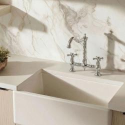 Aquanello Heritage Ascot Grifo de cocina clásico de estilo nostálgico con manetas en forma de cruz, cromado, modelo CR-4001-HA