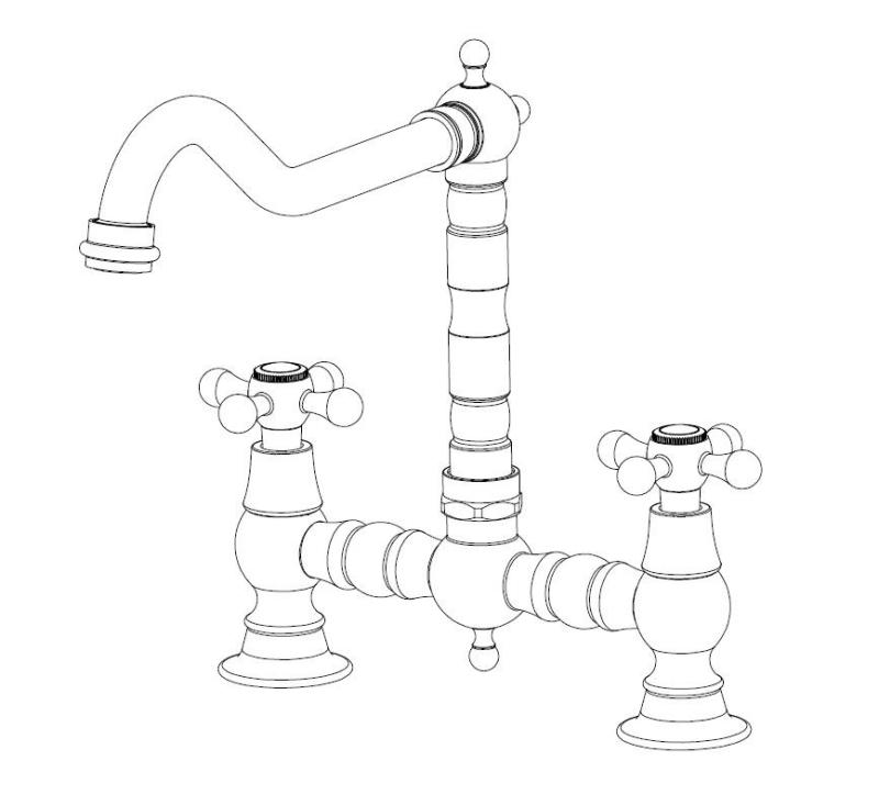 Aquanello Heritage Ascot Grifo de cocina clásico de estilo nostálgico con manetas en forma de cruz, de acero inoxidable, modelo NB-0011-HM