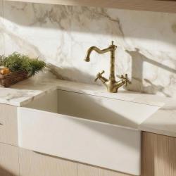 Aquanello Heritage Ascot Cocina clásica Grifo de cocina nostálgico Bronce con caño en ángulo BN-4002-HA