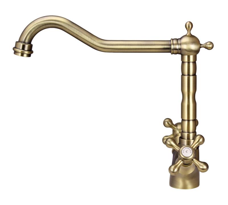Aquanello Heritage Ascot Cocina clásica Grifo de cocina nostálgico Bronce con caño en ángulo BN-4002-HA