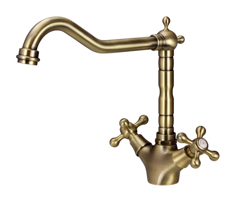 Aquanello Heritage Ascot Cocina clásica Grifo de cocina nostálgico Bronce con caño en ángulo BN-4002-HA