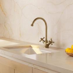 Aquanello Heritage Ascot Grifo de cocina clásico y nostálgico en bronce con caño redondo BN-4003-HA