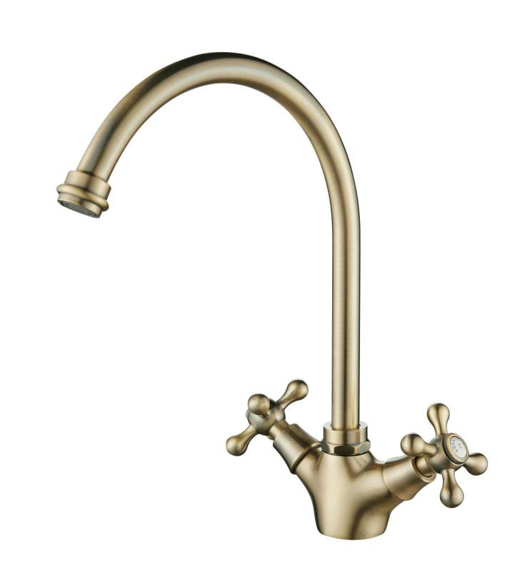 Aquanello Heritage Ascot Grifo de cocina clásico y nostálgico en bronce con caño redondo BN-4003-HA