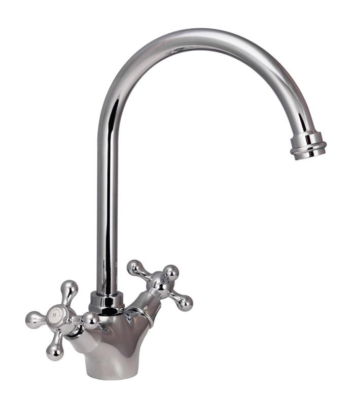 Aquanello Heritage Ascot Grifo de cocina clásico y nostálgico cromado con caño redondo CR-4003-HA