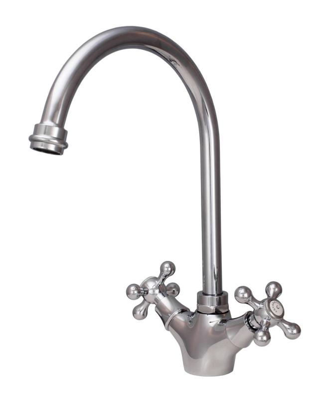 Aquanello Heritage Ascot Grifo de cocina clásico y nostálgico cromado con caño redondo CR-4003-HA